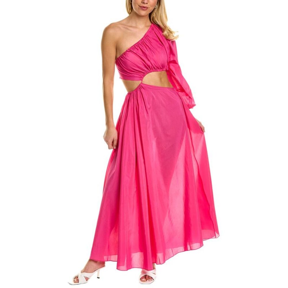 Matteau Womens One-Shoulder Silk-Blend Maxi Dress, Pink
